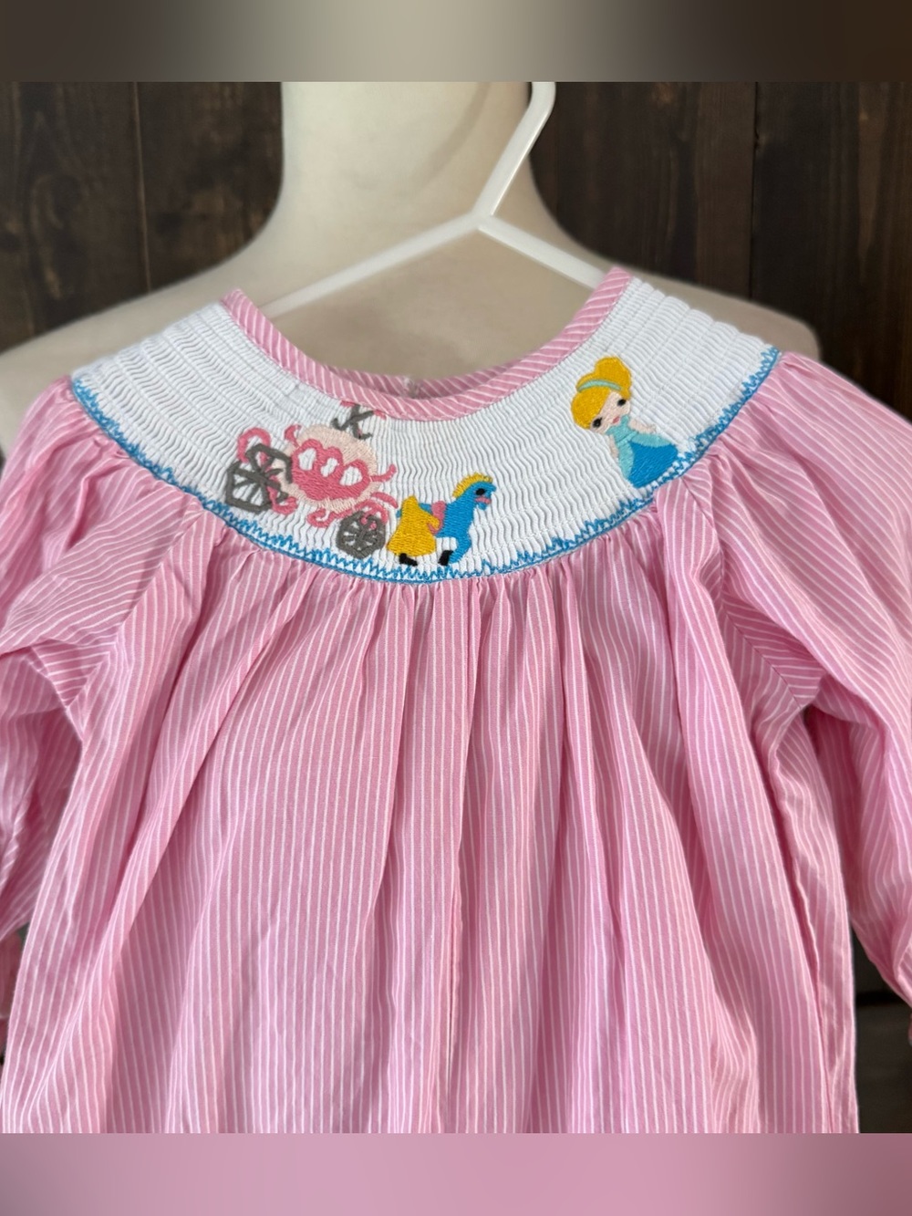 Girls Lil Cactus Cinderella Smocked Romper Pink & White Stripe 12-18 Months